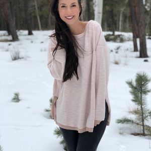 Blush pink cutout sweater